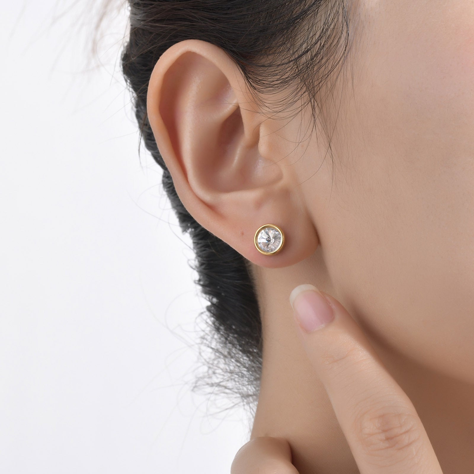 Bezel-Set CZ Stud Earrings
