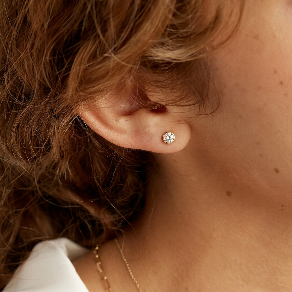 Bezel-Set CZ Stud Earrings