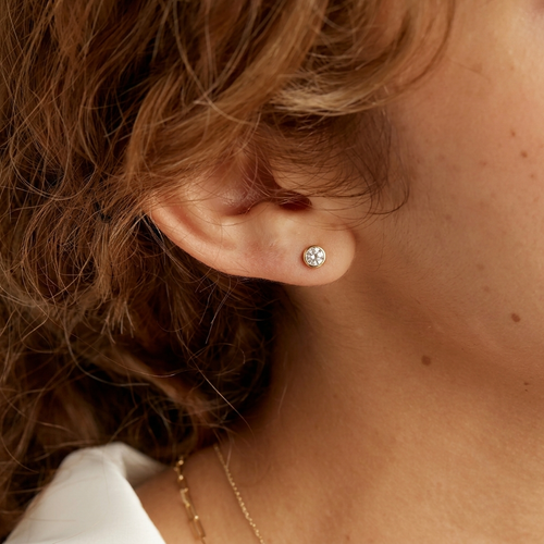 Bezel-Set CZ Stud Earrings