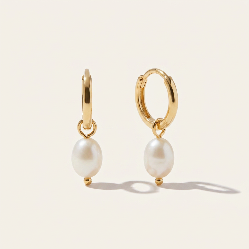 Baroque Freshwater Pearl Drop Huggies