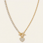 Heart T-Bar Pendant Necklace