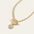 Heart T-Bar Pendant Necklace