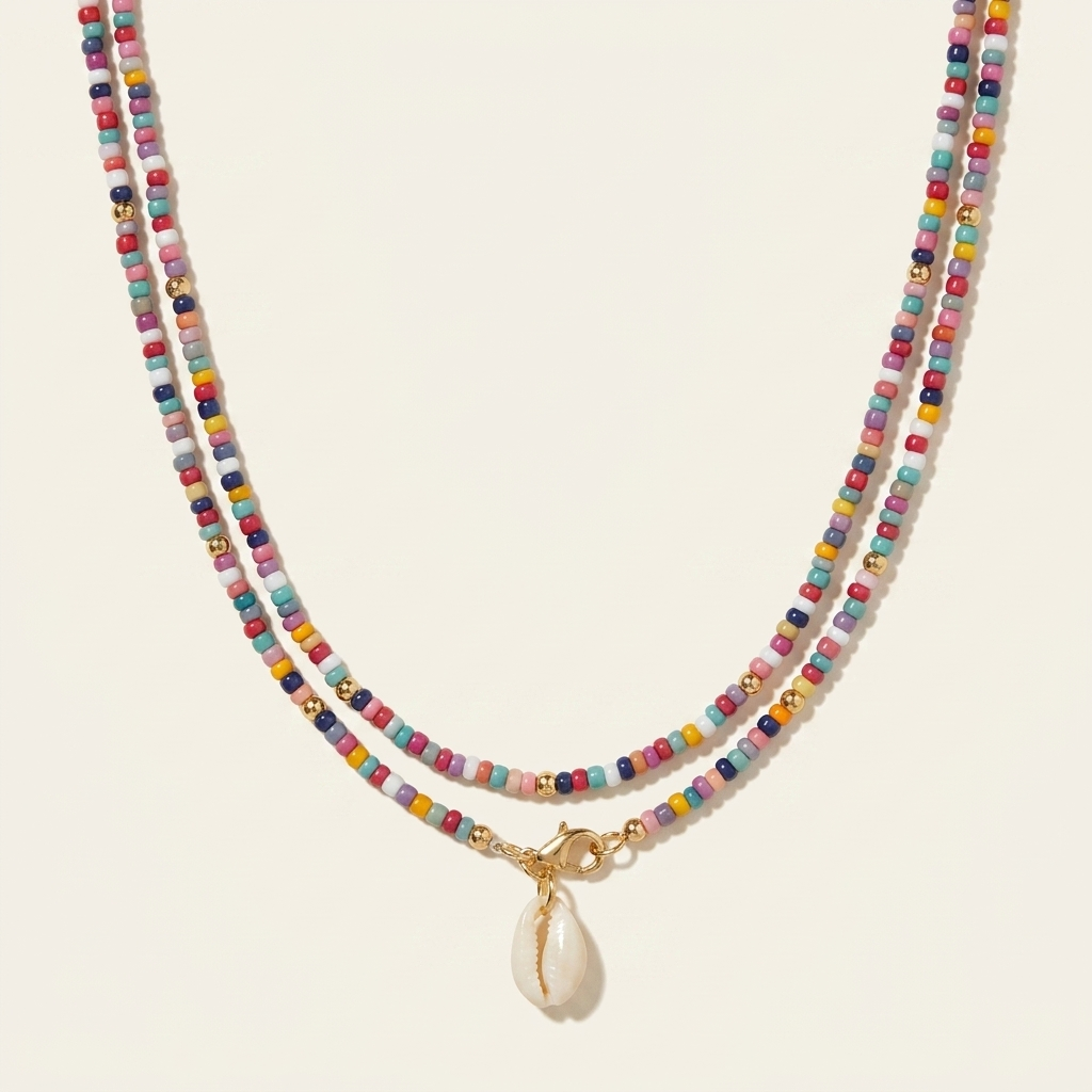 Puka Shell and Color-Bead Necklace
