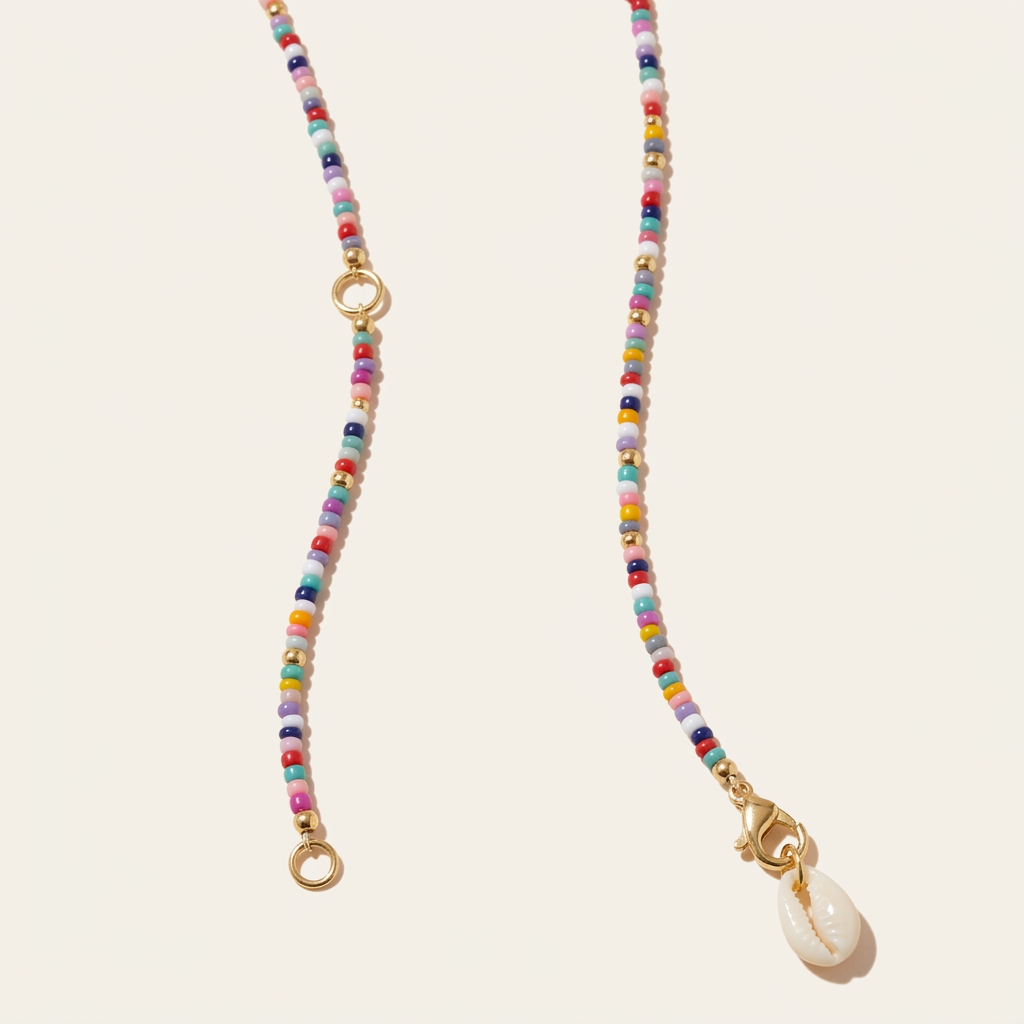 Puka Shell and Color-Bead Necklace