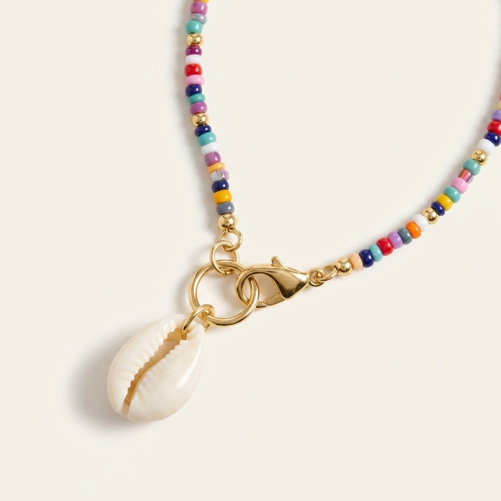 Puka Shell and Color-Bead Necklace