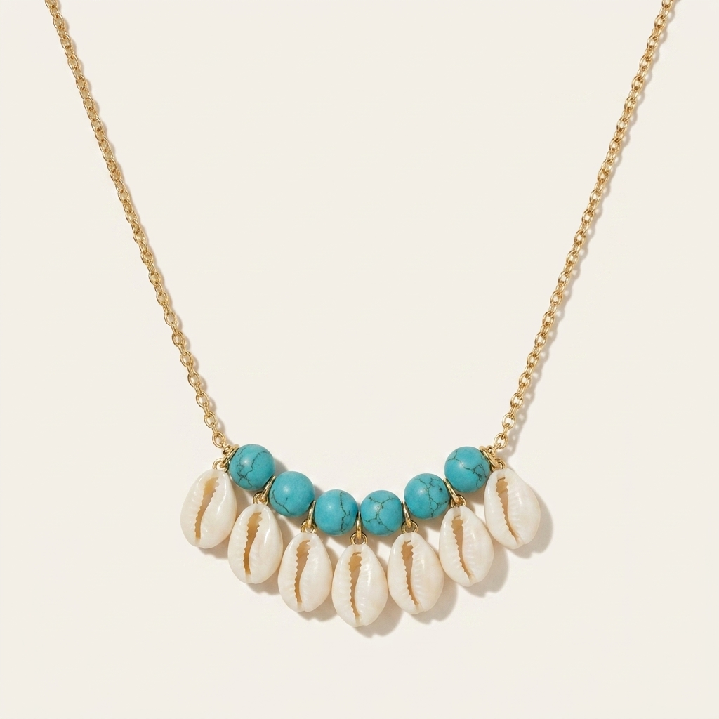 Puka Shell and Blue Bead Necklace